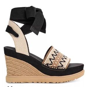 UGG Women's Abbot Ankle-Tie Espadrille Platform Wedge Sandals